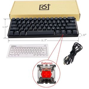 GK61 61 Sleutel Mechanische Toetsenbord Usb Bedraad Led Backlit As Gaming Mechanische Toetsenbord Voor Desktop
