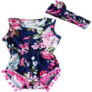 Zomer Kind Rosy Baby Meisje baby bloemen romper Baby Meisje Mooie Romper Bloem Kwastje Romper baby meisje jumpsuit outfits