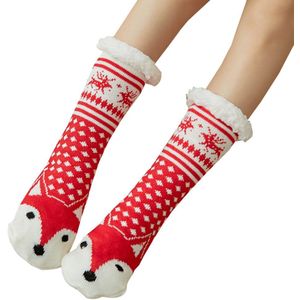 Vrouwen Winter Print Leuke Warme Lange Sokken Dikke Sokken Antislip Thuis Vloer Kerstcadeaus Cartoon Tapijt Sokken Kerst sokken