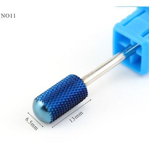 11 soort Blauw Tungsten Carbide Burr Nano Coating Nail Boor Rotary Nagelvijlen voor Manicure Elektrische Nagel Boor Accessoires