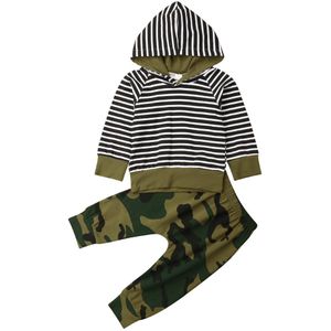 Pasgeboren Baby Jongen Meisje Camo T-shirt Top + Camouflage Broek Outfit Kleding