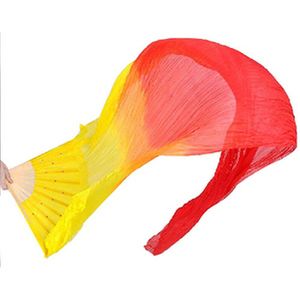 Hand Made Kleurrijke Buikdans Vrouwen Kostuum Bamboo Lange Zijde Fans Sluier Zijde Fan