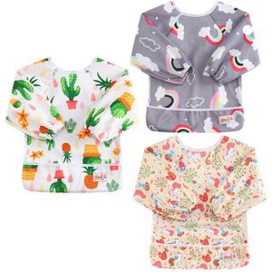 Ohbabyka Zak Voeden Slabbetjes Baby Shower Waterdichte Lange Mouwen Babyvoeding Kleding Unisex voor Kinderen 6-24Month 3 stks/pak