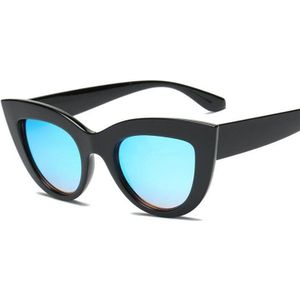 Retro Dikke Frame Cat Eye Zonnebril Vrouwen Dames Mode Spiegel Lens Cateye Zonnebril Voor Vrouwelijke