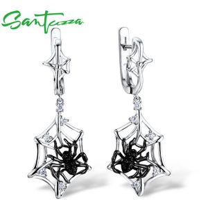 Santuzza Zilveren Oorbellen Voor Vrouwen 925 Sterling Zilver Spider Dangle Oorbellen Sparkling Zirconia Mode-sieraden