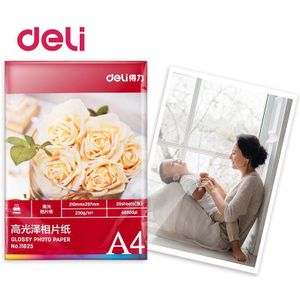 Deli lichtgevende fotopapier 11825 kleur inkt jet papier A4 230g 20 sheets/bag printing fotopapier geschikt voor alle inkjet printer