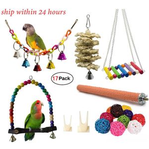 17 Packs Vogel Speelgoed Papegaai Speelgoed Swing Kauwen Speelgoed-Opknoping Bell Vogels Kooi Speelgoed Geschikt Voor Kleine Parkieten, ara Liefde Vogels