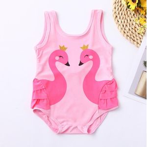 Kinderen Badmode Flamingo Badpak Voor Meisjes Zomer Bikini Sets Zwaan Print Badmode Badpak Backless Romper Jumpsuit