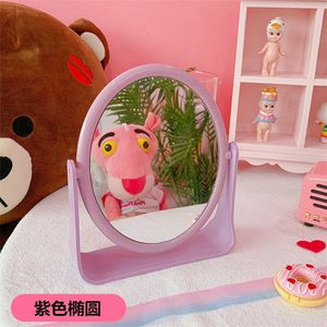 Japanse Stijl Leuke Roze Desktop Desktop Make-Up Spiegel Dubbelzijdig Ellipse Vierkante Spiegel Opvouwbare Draagbare Make-Up Spiegel