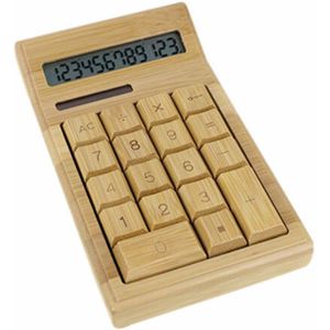 Functionele Desktop Calculator Zonne-energie Bamboe Rekenmachines Met 12 Cijfers Groot Display Home Office