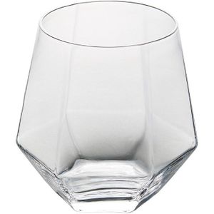 Diamond Zeshoekige Transparante Glazen Whiskey Cocktail Bier Glazen Beker Golden Rim Transparante Koffie Melk Thee Mok Bar Tool