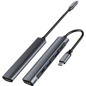 5 In 1 Usb Type C Hub Type-C Docking Station 5 In 1 Adapter Dual Type-C 4K Hdmi Pd 60W Voor Pc Laptop