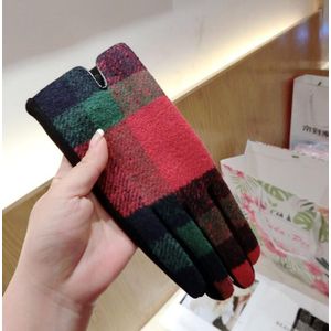 Vrouwen Herfst Winter Warme Plaid Wollen Handschoenen Dame Gecontroleerd Touch Screen Kasjmier Handschoen Winter Rijden Handschoen R2260