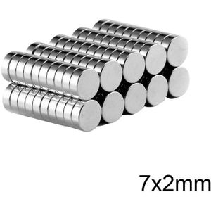 20 ~ 500Pcs 7*2 Mm Disc Neodymium Magneet 7X2Mm N35 Ronde Ndfeb Dia 7X2 Krachtige Sterke Magnetische Magneten Voor Craft 7 Mm X 2 Mm