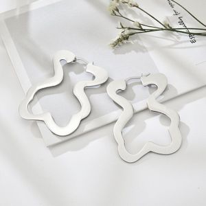 Buitenlandse Handel Sieraden Beer Titanium Staal Rvs Bear Hollow Eenvoudige Oorbellen Oorbellen Persoonlijkheid Oorbellen