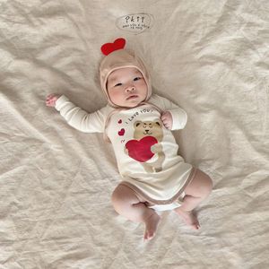 Baby Korte Mouw Baby Jongens Meisjes Cartoon Beer Print Bodysuit Zomer Katoenen Jumpsuit