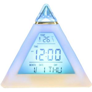 Tafel Klokken Driehoekig 7 Kleuren Veranderende LED Temperatuur Week Display Digitale Wekker Tafel Decor Klokken
