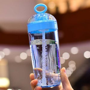 380 ml Kids School Fles met Stro BPA Gratis Drinken Fles Met Touw Creatieve Cartoon Sport Drinken Flessen voor kids