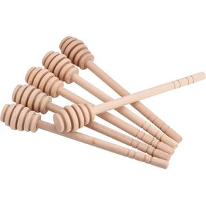 50 stuks Lange Steel Houten Lepel Honing Mengen Stok Dipper Honing Extractor Voor Honey Pot Koffie Melk Thee Benodigdheden Keuken gereedschap