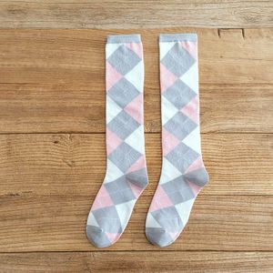 Kousen Warm Houden Japanse Stijl Kniehoge Sokken Voor Vrouw Sokken Ruit Patroon Herfst Winter Katoen 1 Paar College stijl