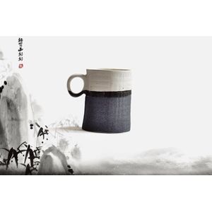Creatieve Retro Japanse Stijl Drinkware Mokken Keramische Aardewerk Koffie Melk Thee Mok Cup Met Handgreep Witte Inkt Stellen Cup