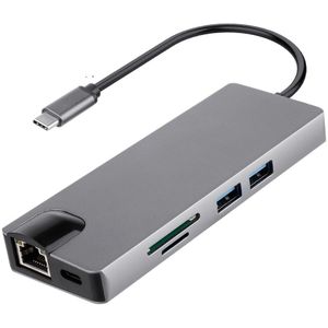 Usb C Hub 4K Hd 7 In 1 Type C Hub Met 4K Hdmi Sd Tf Kaartlezer usb 3.0 Poort RJ45 Multi Hub Splitter Voor Laptops Notebook Telefoon