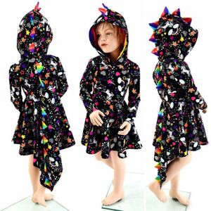 Peuter Baby Kids Meisje Dinosaurus Hooded Cosplay Tail Party Jassen Meisjes Hoodie Uitloper Zonnejurk Kleding