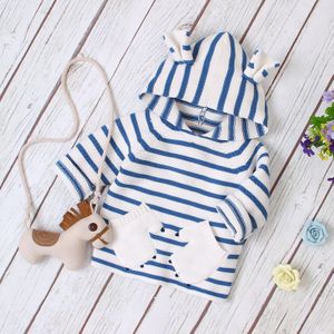 Baby Jongen Meisje Gestreepte Print Katoen Gebreide Hoodie Bovenkleding Kleding 6M-3T Winter Warm Kids Casual Trui