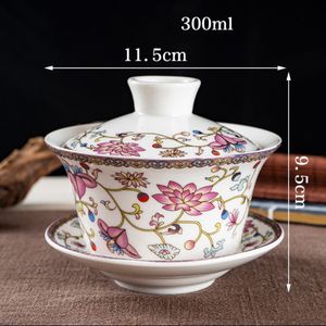 Chinese Teaset Keramische Gaiwan Jingdezhen Blauw En Wit Porcelian Thee Kop En Schotel Set Thee Terrine Kom Theewaar Thuis Drinkware