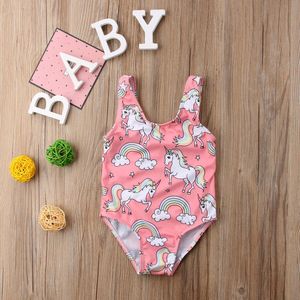 Pasgeboren Peuter Baby Meisjes Mode Regenboog Eenhoorn Bikini Badpak Een Stuk Badmode Zuigeling Meisje Badpak Beachwear 0-3T
