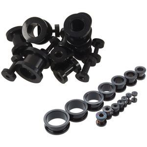 30 Pcs Black Ear Brancards: 14 Stuks Ear Taper Brancard Expander Plug 1.2Mm-20Mm &amp; 16 Pcs Oor Tunnels Stekkers Oor Brancards expan