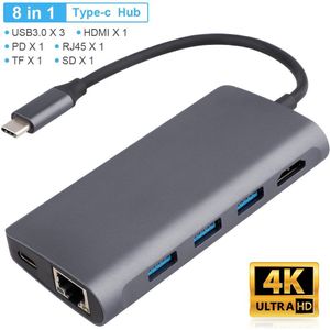 12 In 1 Usb Hub Thunderbolt 3 Type C Adapter Dock 2 Usb 3.0 Poort 4K Hdmi 1080P vga RJ45 Gigabit Ethernet Voor Macbook Pro Pc