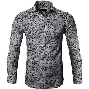 Mode mannen Casual Gedrukt Bloemen Lange Mouwen Button shirt Top Blouse Herfst En Winter Plus Size Mannelijke shirts