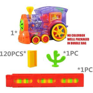 Kinderen Elektrische Trein Domino Speelgoed Voor Kinderen Roze Blauw Rood Auto Juguetes Voertuig Educatief Spel Met Domino Blokken