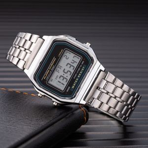 Luxe Digitale Horloges Rvs Link Armband Horloge Strap Zakelijke Elektronische Mannen Klok Reloj Mujer
