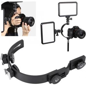 photography stand C-Shape Dual Shoes Flash Lamp Mount Holder Bracket For DV Camera Camcorder DSLR Camera stand photo