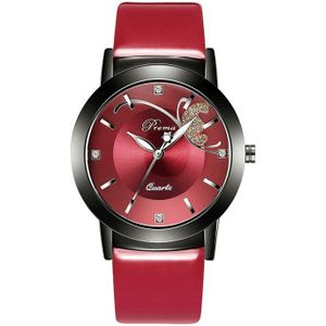 Prema Vrouwen Horloges Paars Lederen Band Quartz Klok Dames Mode Horloge Feminino Armband Quartz Horloge Vlinder Zwart