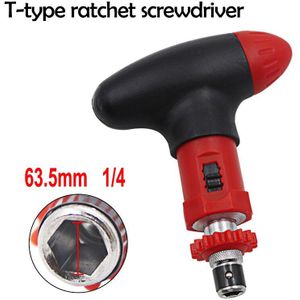 Manual T-Type Ratchet Schroevendraaier Quick Bolt Driver Batch 6.35Mm Kan Draaien Vooruit Achteruit