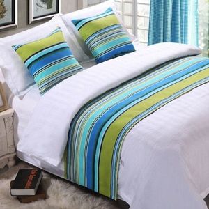 Rayuan Streep Sprei Dubbele Laag Bed Runner Throw Home Hotel Decoraties Beddengoed Koningin King Bed Staart Handdoek