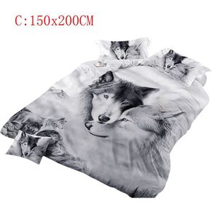 3D Dekbed Beddengoed Sets Dubbele Wolf Koppels Kids 3D Beddengoed Cool Grey Wolf Dekbedovertrek Set 3 Pcs Schilderij Dekbed covers # N