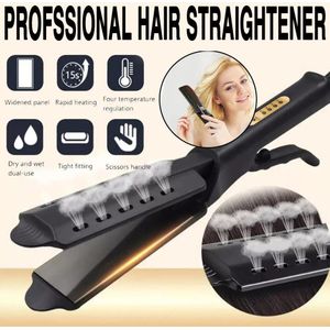 Stoom Stijltang Steil Haar Borstel Vier Speed Thermostatische Keramische Toermalijn Ion Flat Iron Curler Stijltang