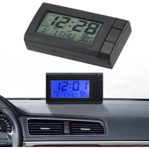 Auto Lcd Digitale Display Klok Zelfklevende Auto Horloge Thermometer Temperatuur Display Elektronische Klok Auto Ornamenten