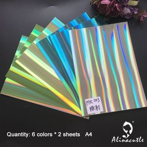 6 kleuren x 2 sheets Green Glad Holografische Kaart A4 250gsm Papier DIY Scrapbooking papier pack craft Achtergrond papier Alinacraft