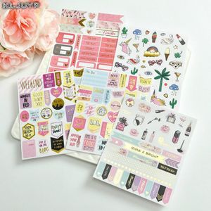 KLJUYP Gelukkig Eenhoorn Folie Goud Papier Planner Stickers Boekje voor Scrapbooking Gelukkig Planner/Card Making/Journaling Project