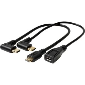 Schuine 90 graden USB C Micro B Mini USB 5Pin Male naar USB 3.1 Type C Elleboog Micro USB 2.0 OTG Data Adapter Kabel