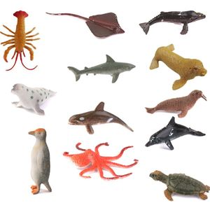 12 Stuks Plastic Oceaan Dier Modellen Aquarium Ornament Kids Educatief Speelgoed