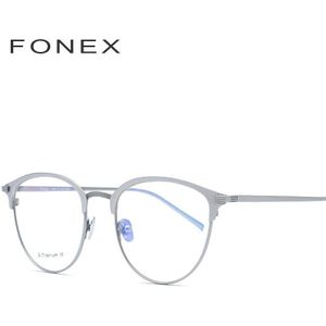 FONEX Pure B Titanium Brilmontuur Mannen Ronde Recept Brillen Bijziendheid Optische Brillen Brillen met Keramiek Neus Pad