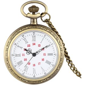 Geen Cover Quartz Pocket Horloges Romeinse Cijfers Brons Bloemen Rotan Back Case Ketting Retro Ketting Horloge voor Mannen Vrouwen