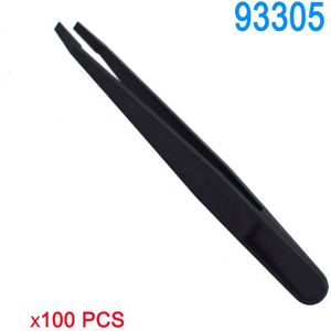 100 stks/partij Zwart antistatische Carbon fiber composiet Plastic Pincet Hittebestendige Repair Tool