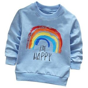 Peuter Kids Sweatshirt Baby Boy Meisje Brief Rainbow Print Lange Mouwen Tops Winter Mooie Zachte Warme Kleding 6M -3T A20